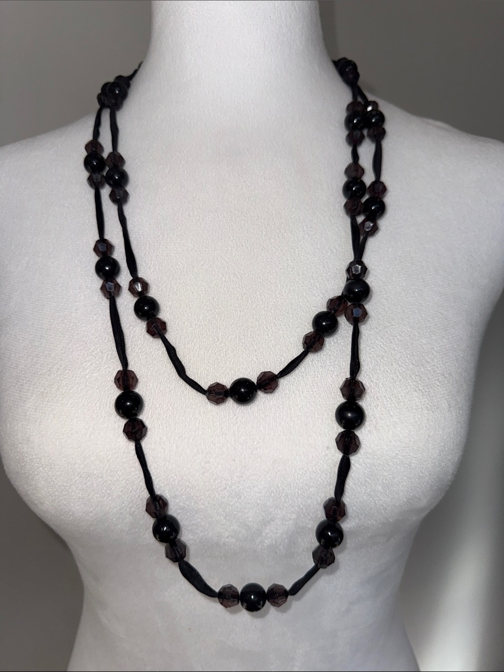 J. Crew Long Black Beaded Necklace